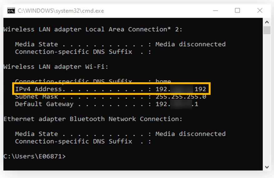 computer screen displaying the network connection settings