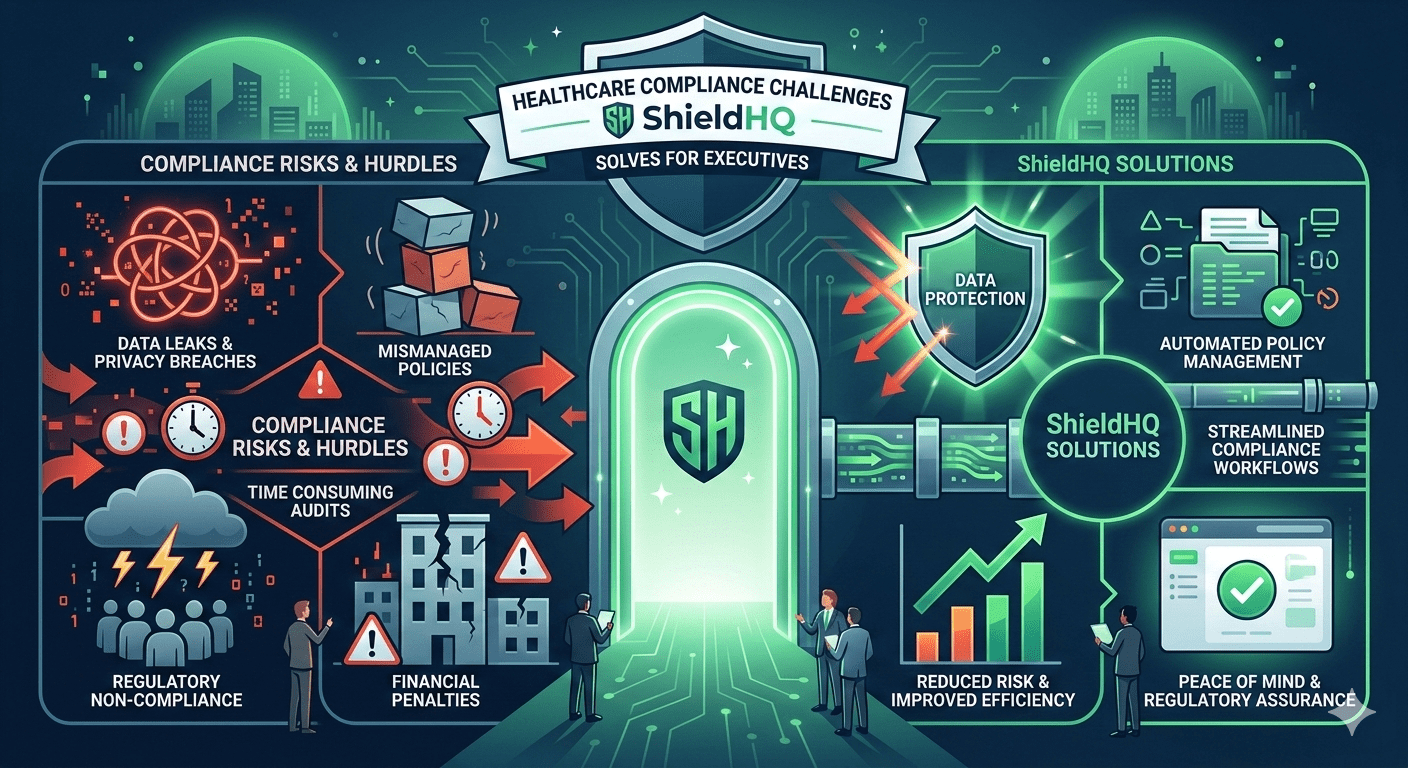 Healthcare Compliance Challenges ShieldHQ Solves for Executives 1 Gemini Generated Image ieq1wbieq1wbieq1