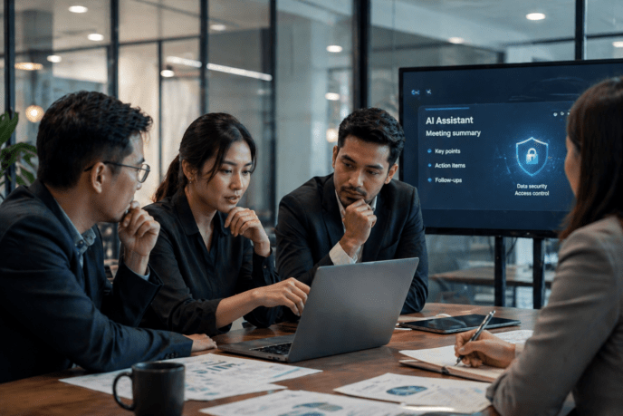 Business meeting with AI presentation
