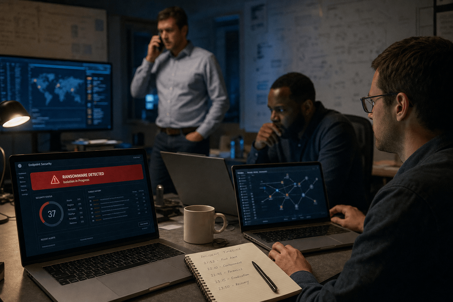 What to Do in the First 24 Hours After a Ransomware Attack 1 Incident response team investigating an active ransomware attack