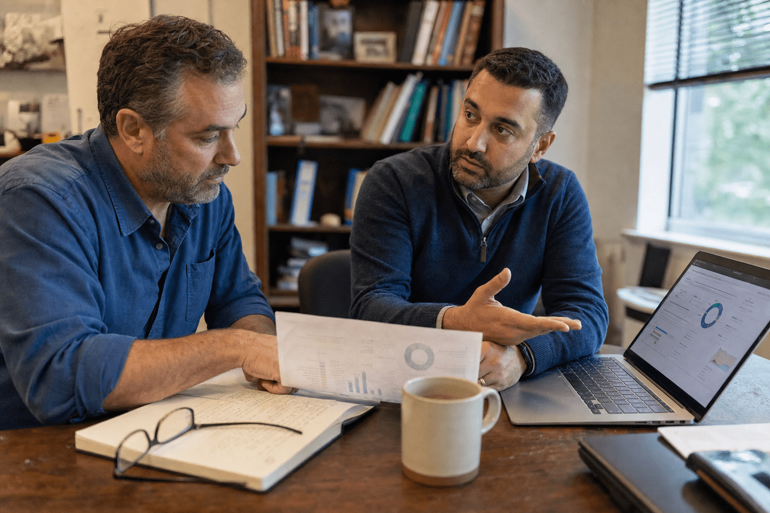 How Ransomware Groups Target Small and Mid-Size Businesses 1 Business owner and IT consultant reviewing a security report