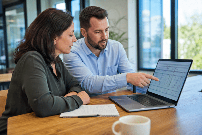 Owner and advisor reviewing IT budget spreadsheet
