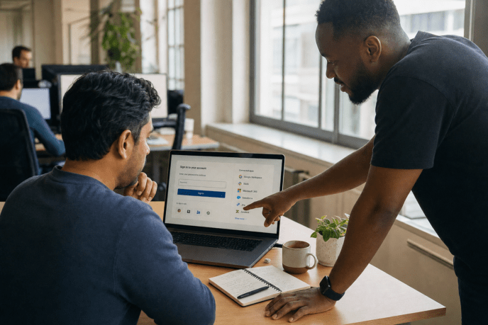IT professionals reviewing IdP single sign-on login