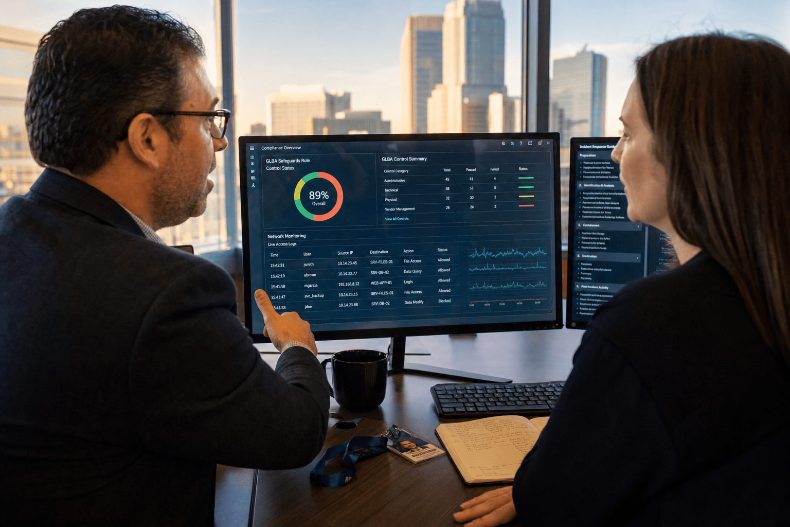 Best Managed IT Service Providers for Financial Firms in North Carolina 1 Managed IT provider reviewing financial compliance dashboard North Carolina