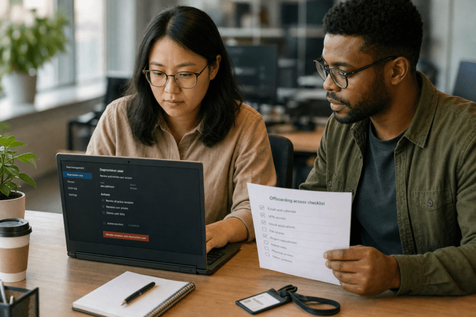 Admins revoking access during secure employee offboarding