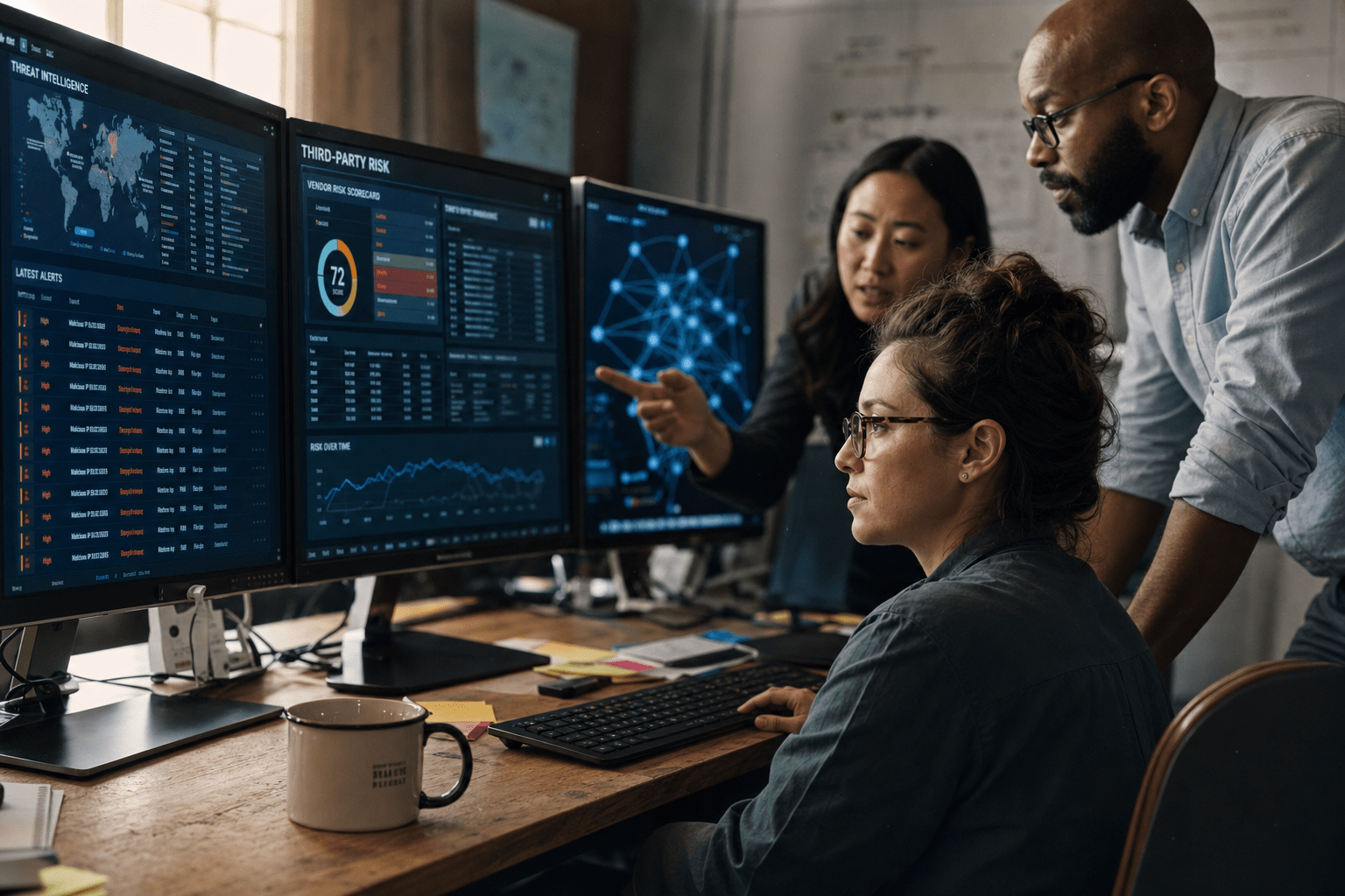 5 Questions to Ask Before Hiring Cybersecurity Solutions Charlotte 1 Charlotte security analyst reviewing vendor risk dashboards