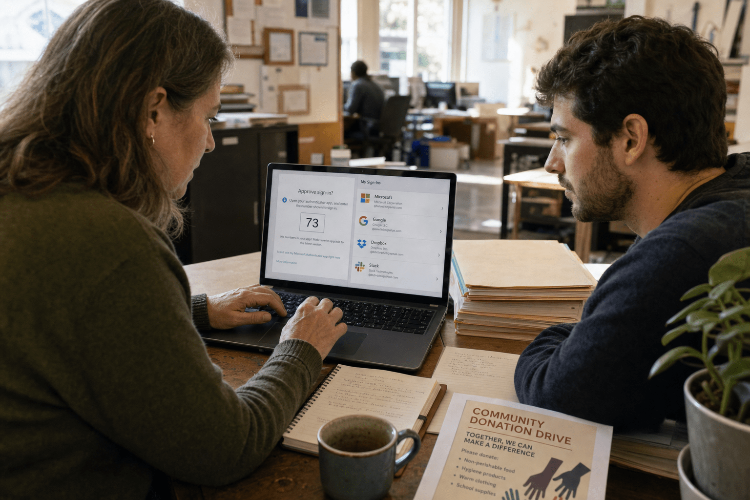 Cybersecurity for Nonprofits: 6 Costly Gaps to Fix 1 Nonprofit staff reviewing cybersecurity settings on a laptop