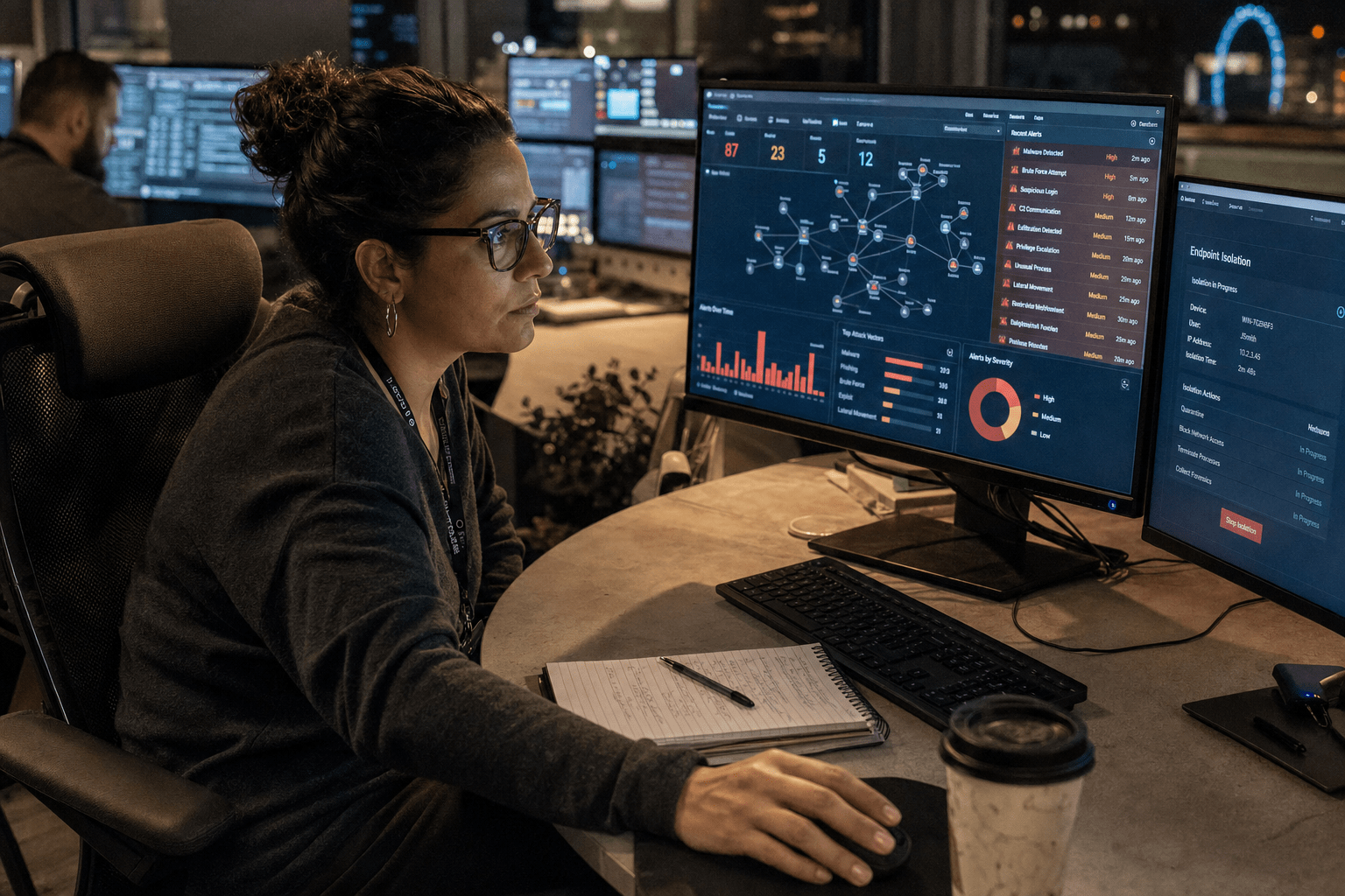 Cybersecurity in Orlando FL: 5 Costly Gaps to Fix Now 1 Security analyst monitoring cybersecurity threats in Orlando