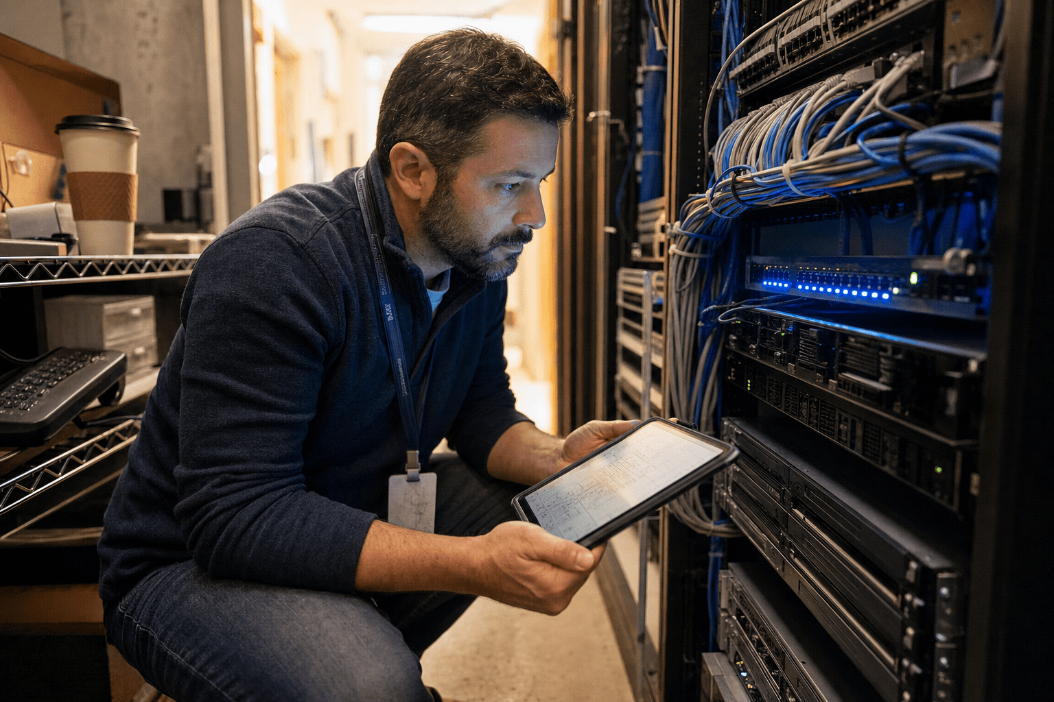 5 IT Infrastructure Service Gaps That Cost SMBs in 2026 1 IT infrastructure engineer checking a server rack