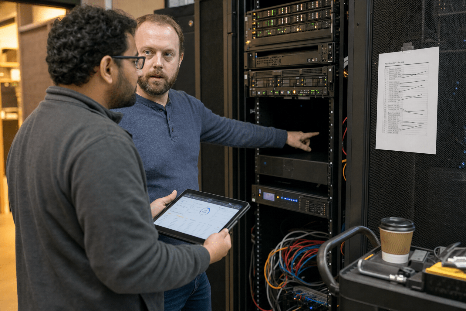 IT Infrastructure Solution: Right-Size Yours to Cut Waste 1 IT team right-sizing infrastructure in server room