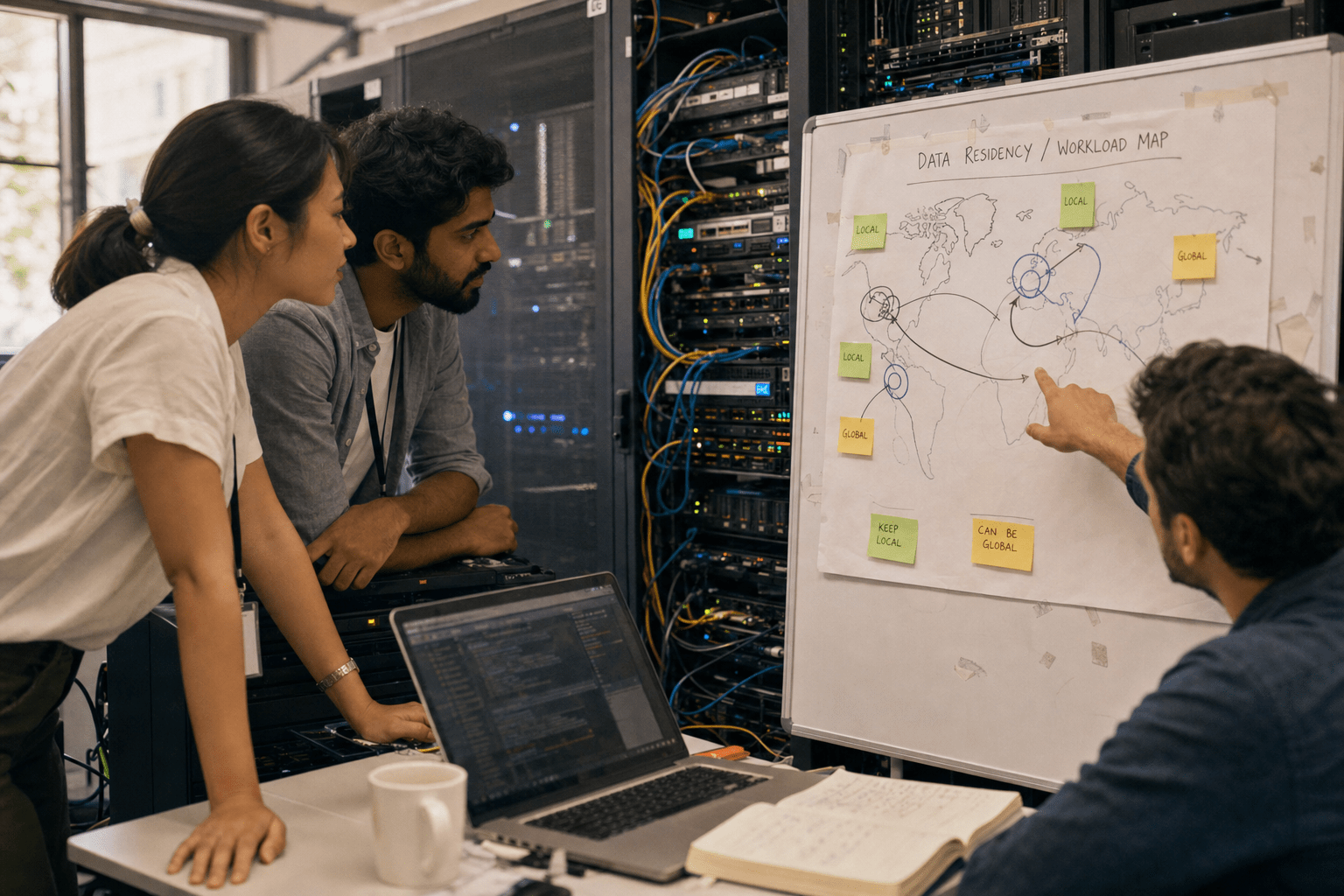 Sovereign Cloud and Geopatriation: Own Your Business Data 1 IT team mapping sovereign cloud data workloads