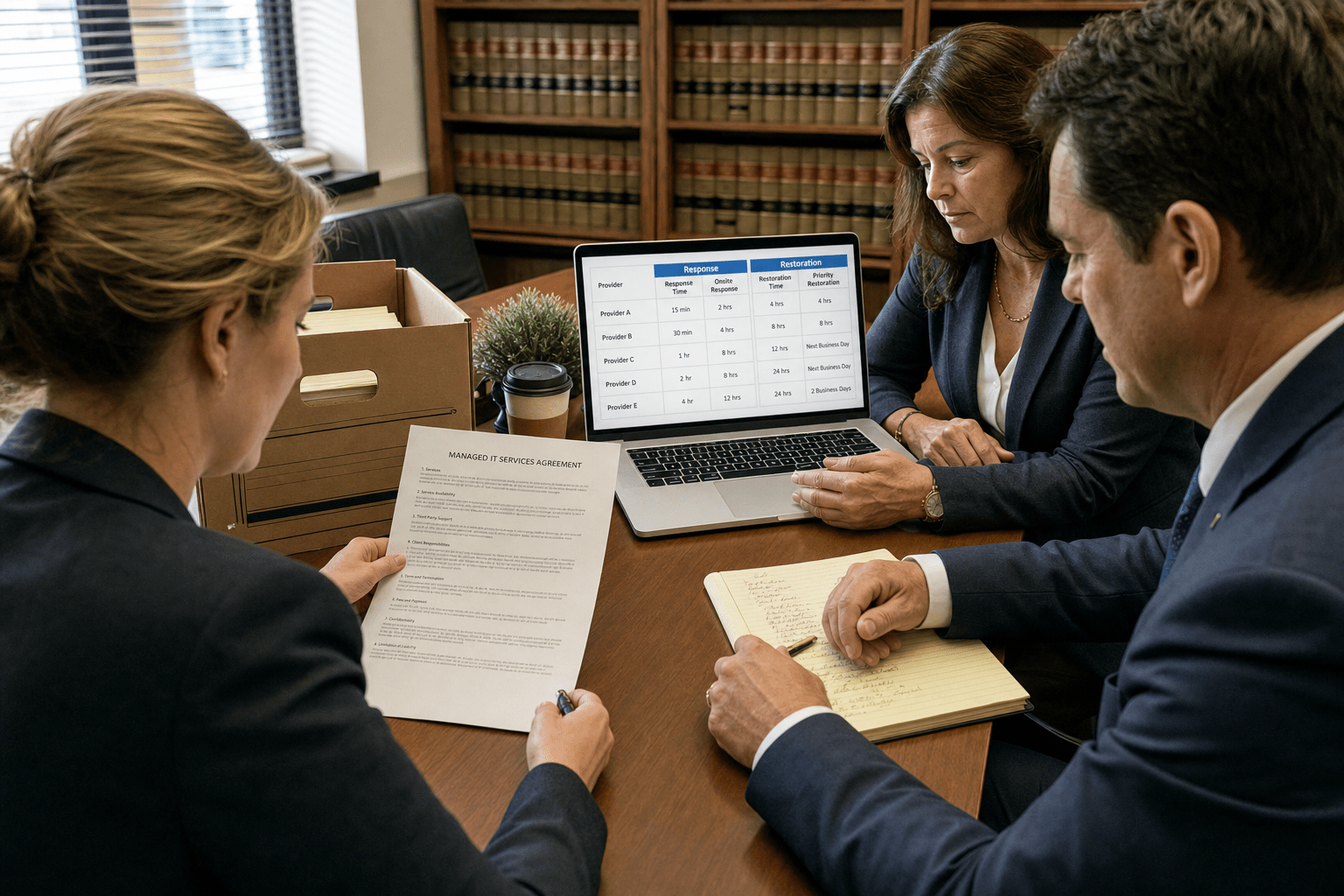 Managed IT Services for Law Firms: 6 Standards to Demand 1 Law Firm Reviewing Managed IT Services Agreement