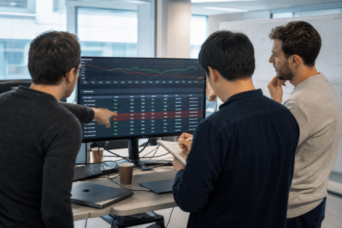 Engineers Reviewing AI Evaluation Results