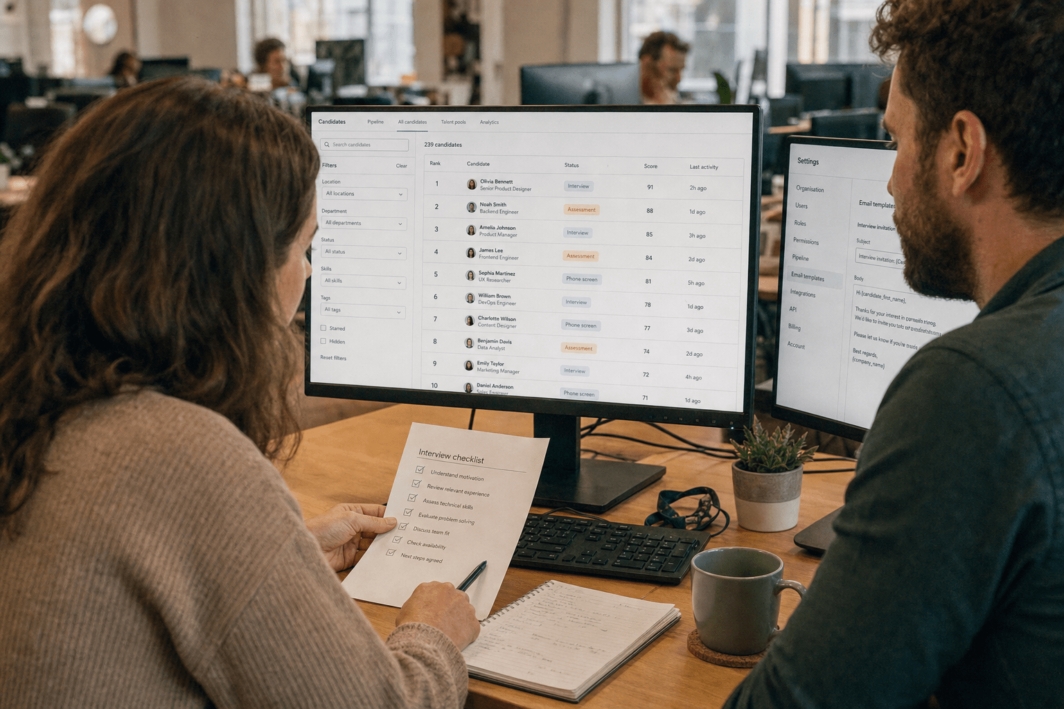 AI Screening Rules Land January 1: What Employers Must Fix 1 HR lead and compliance advisor reviewing an applicant tracking system on a monitor