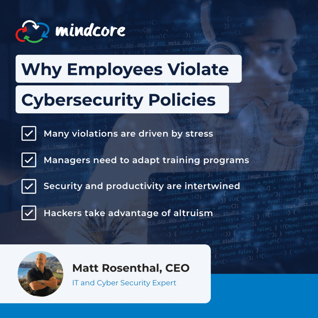 Mindcore March2022 Infographic WhyEmployeesViolateCybersecurityPolicy